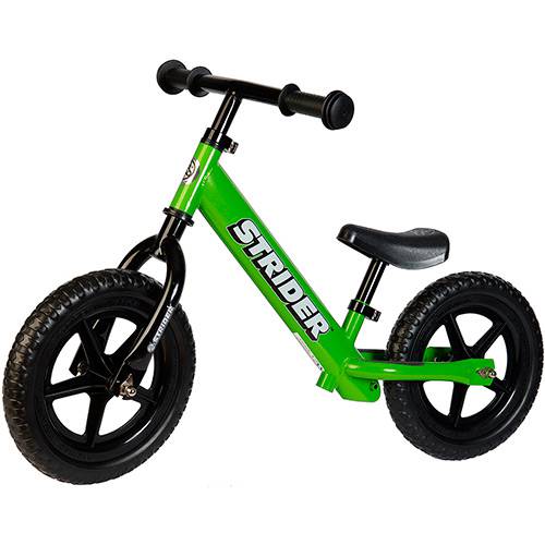 Bicicleta de Equilíbrio Classic Strider Aro 12 Verde e Preto