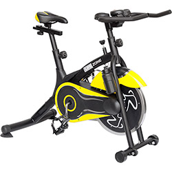 Tudo sobre 'Bicicleta de Spinning Life Zone com Roda de Inércia 10kg e Painel Digital Preta e Amarela'