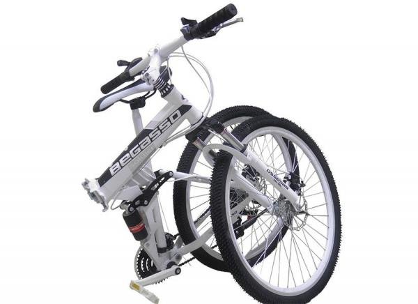 Bicicleta Dobravel 21 Marchas Shimano Aro 26 Freio Disco Amortecedor Bike Branca - Soldier