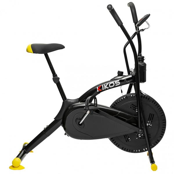 Bicicleta Ergométrica Air Bike A5 Aço Carbono Spinning Kikos Fitness Preto/Amarelo - Kikos Fitness Sk
