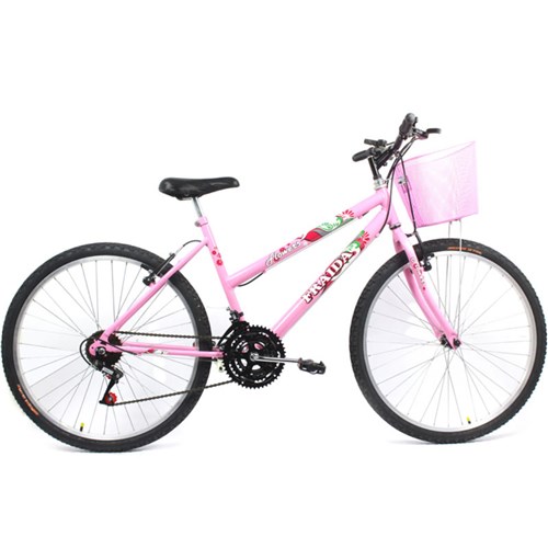 Bicicleta Feminina Aro 26 Mountain Bike com Cesta ¿ Rosa Aro 26