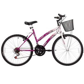 Bicicleta Feminina Parati com Cesta Aro 24 Branco/Magenta Track Bikes