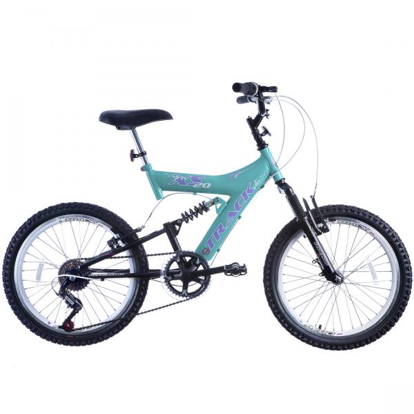 Bicicleta Feminina XS 20 Dupla Suspensão MTB Azul/Preto - Track Bikes - Track Bikes