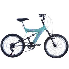 Bicicleta Feminina XS 20 Dupla Suspensão MTB Azul/Preto Track Bikes