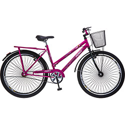 Bicicleta Fort Feminina Aro 26 Freio Vee Break 72 Raias C/ Cesta Pink - Colli Bike