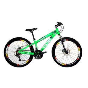 Bicicleta Freeride Aro 26 Freio a Disco 21 Velocidades Câmbios Shimano Verde Neon - Viking - VK.VN