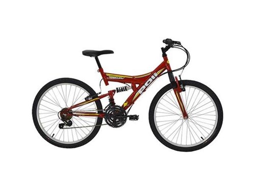 Bicicleta Full Suspension Kanguru Aro 24 Vermelha - Polimet