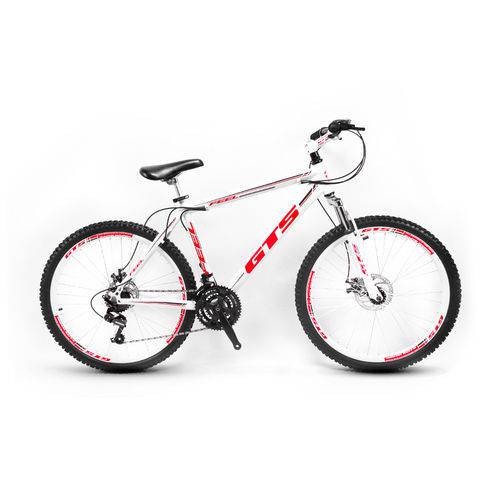 Bicicleta Aro 26 Gts Feel Freio À Disco 21 Marchas - Branco+Vermelho