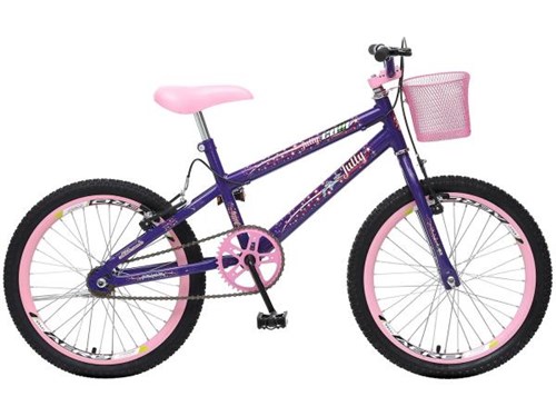 Bicicleta Infantil Aro 20 Colli Bike July - Violeta com Cesta Freio V-Brake