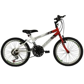 Bicicleta Infantil Aro 20 Evolution Masculina 18 Velocidades Marchas Branco Vermelho