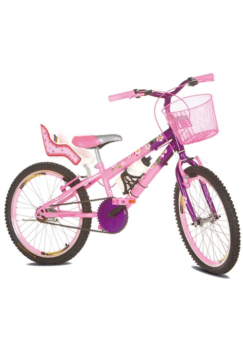 Tudo sobre 'Bicicleta Infantil Aro 20 Flowers com Cadeirinha de Boneca'
