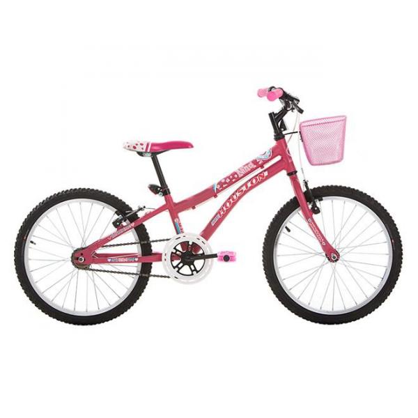 Bicicleta Infantil Aro 20 Houston Nina com Cesta Freio V-brake Rosa