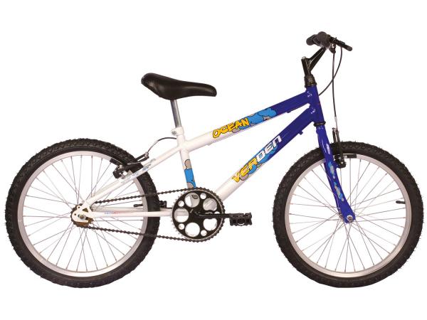 Bicicleta Infantil Aro 20 Verden Ocean - Branca e Azul Freio V-Brake
