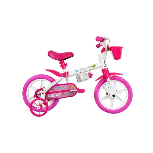 Bicicleta Infantil Aro 12 Caloi Cecizinha Branco e Rosa