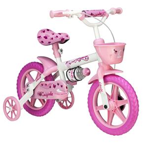 Bicicleta Infantil Aro 12 Caloi Cecizinha com Cestinha Frontal e Squezze – Branca/Rosa