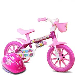 Bicicleta Infantil Aro 12 Flower C/ Capacete - Nathor