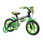 Bicicleta Infantil Aro 12 Nathor Black Pu Com Garrafa Preta E Verde