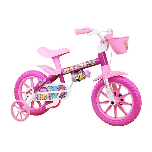 Bicicleta Infantil Aro 12 Nathor Flower Rosa