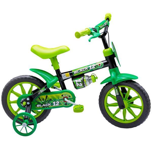 Bicicleta Infantil Aro 12 Nathor Preto e Verde
