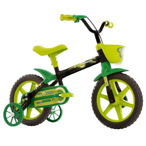Bicicleta Infantil Aro 12 Track Bikes Arco Íris Preto/Verde - Track Bikes