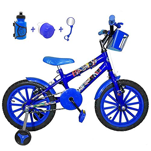 Bicicleta Infantil Aro 16 Azul Kit Azul C/Acessórios
