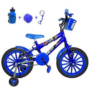 Bicicleta Infantil Aro 16 Azul Kit Azul com Acessórios