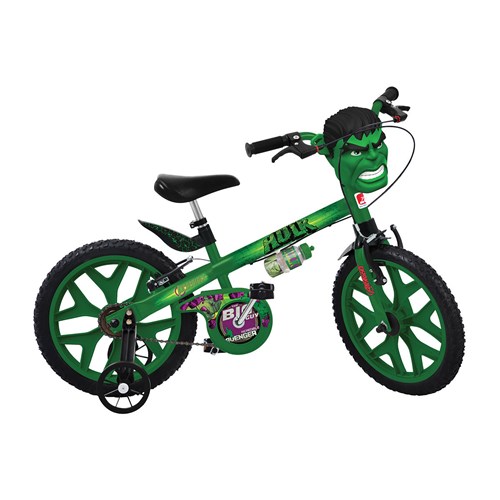 Bicicleta Infantil Aro 16 Bandeirante 2422 Hulk Verde e Prata