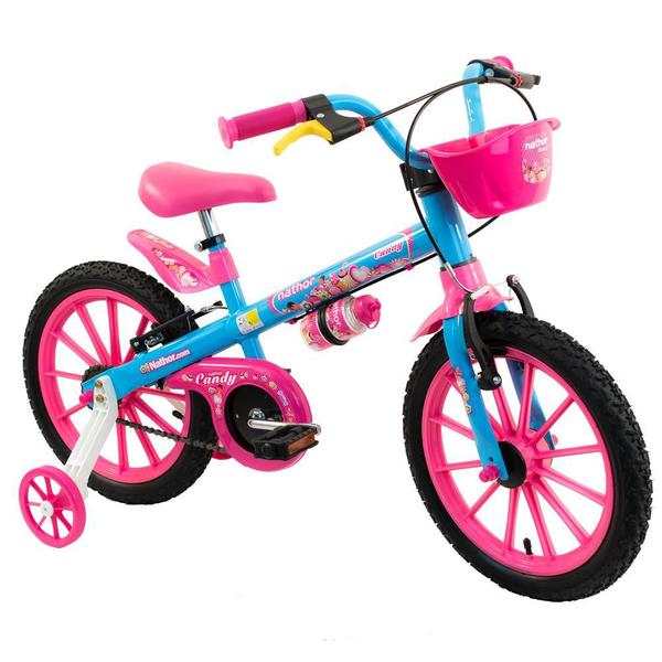 Bicicleta Infantil Aro 16 Candy Rosa Menina Nathor