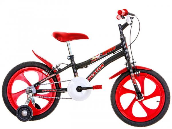 Bicicleta Infantil Aro 16 Houston Nic 1 Marcha - Preto e Vermelho com Rodinhas