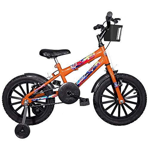 Bicicleta Infantil Aro 16 Laranja Kit Preto Promocional
