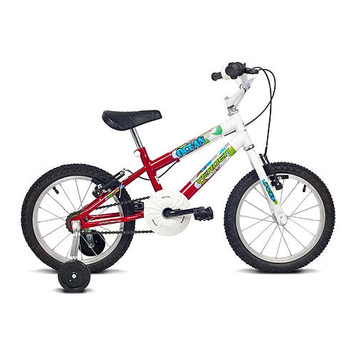 Bicicleta Infantil Aro 16 Ocean Branco e Vermelho - Verden Bike
