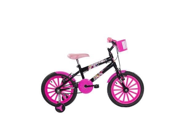 Bicicleta Infantil Aro 16 Paty Preto/Pink - Ello Bike