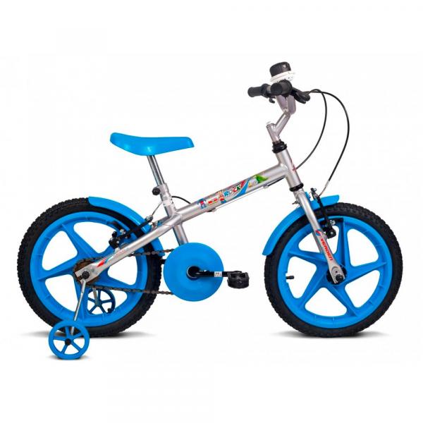Bicicleta Infantil Aro 16 Rock Prata e Azul Verden Bikes VER-10436