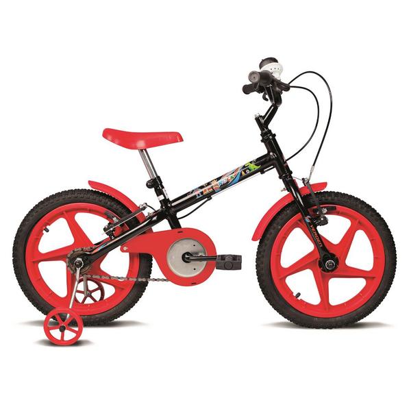 Bicicleta Infantil Aro 16 Rock Preto e Vermelha Verden Bikes