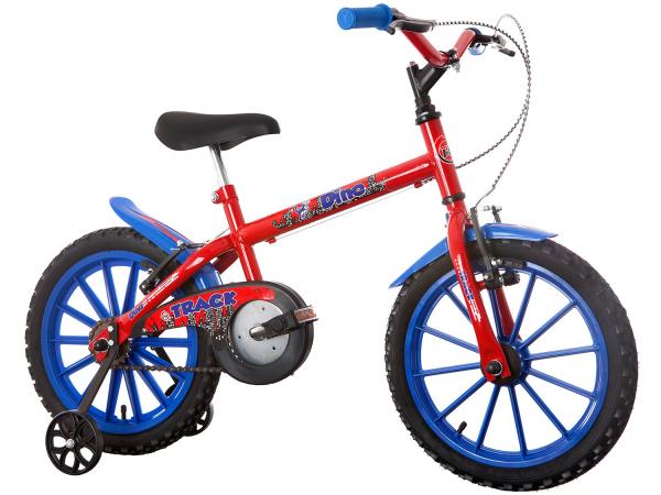 Bicicleta Infantil Aro 16 Track Bikes Dino - Vermelha com Rodinhas Freio V-Brake