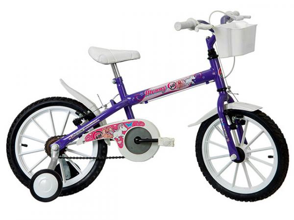 Bicicleta Infantil Aro 16 Track Bikes Monny LM - Lilás Metálico com Rodinhas com Cesta
