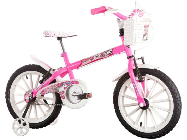 Tudo sobre 'Bicicleta Infantil Aro 16 Track Bikes Monny - Rosa Fluor com Rodinhas com Cesta Freio V-Brake'