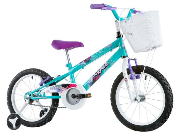 Tudo sobre 'Bicicleta Infantil Aro 16 Track Bikes Track Girl - Azul e Branco com Rodinhas com Cesta Freio V-Brake'