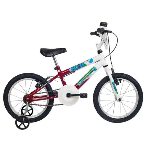 Bicicleta Infantil Aro 16 Verden Bikes Ocean Branca e Vermelha