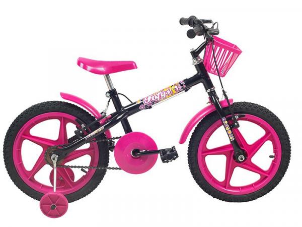 Bicicleta Infantil Aro 16 Verden Fofys Pink - com Rodinhas com Cesta Freio V-Brake