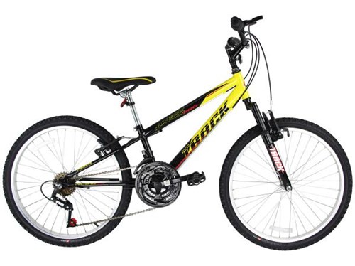 Bicicleta Infantil Aro 24 Track Bikes Axess - 18 Marchas Amarela e Preta Freio V-Brake