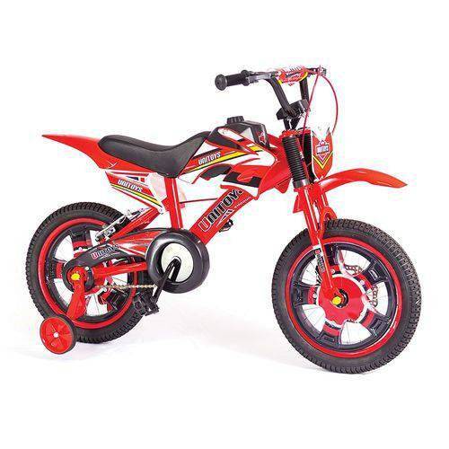 Bicicleta Infantil Bike Moto Vermelha ARO 16 Unitoys 1172