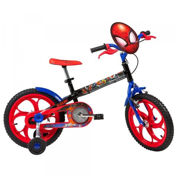 Bicicleta Infantil Caloi Spider Man-Aro 16" com Rodinhas e Vermelha