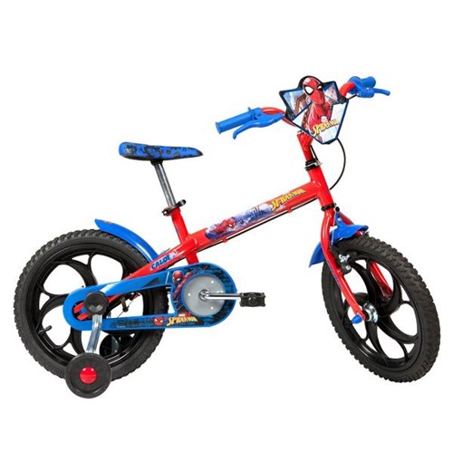 Bicicleta Infantil Caloi Spider Man Aro 16 Vermelha com Rodinhas
