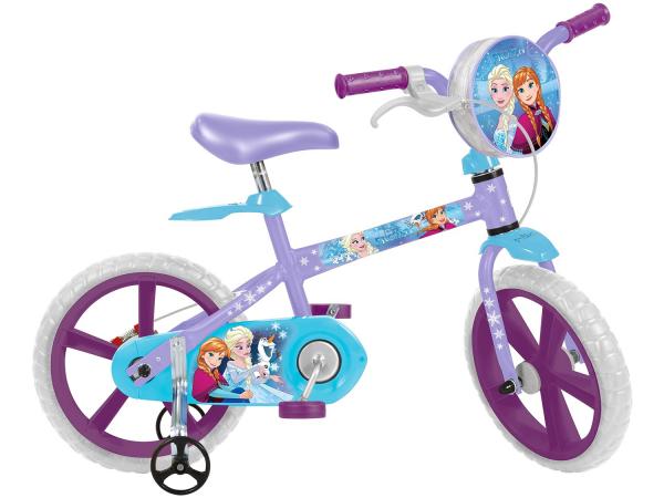 Bicicleta Infantil Disney Frozen Aro 14 - Bandeirante Lilás com Rodinhas