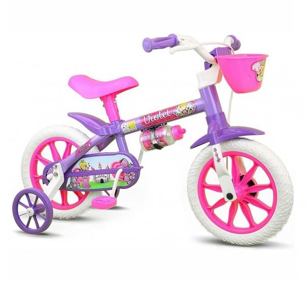 Bicicleta Infantil Feminina Aro 12 Nathor Violet Lilás