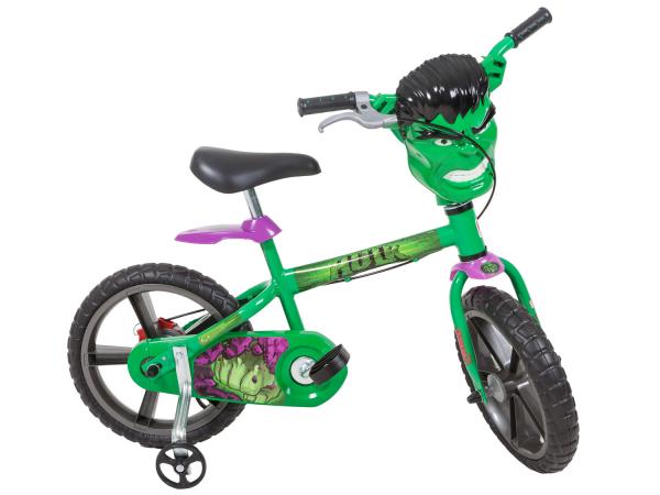Bicicleta Infantil Hulk Aro 14 Bandeirante Marvel - Avengers Verde C/ Rodinhas Carenagem Personalizada