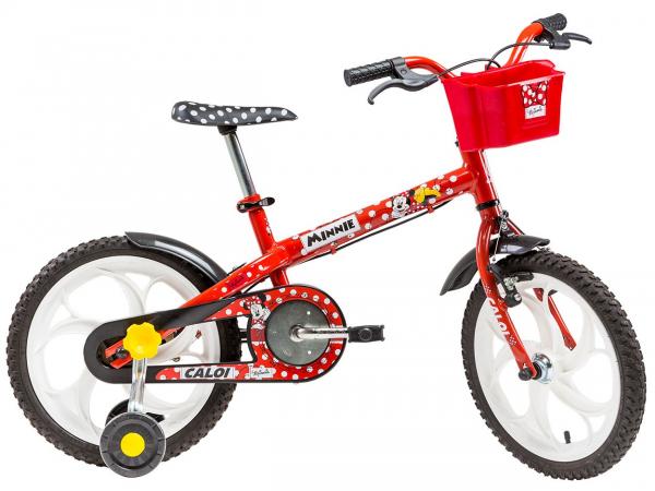 Tudo sobre 'Bicicleta Infantil Minnie Aro 16 Caloi Vermelho - com Rodinhas com Cesta'