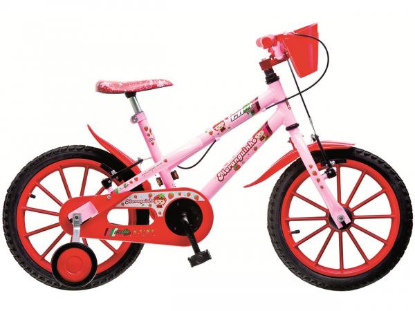 Tudo sobre 'Bicicleta Infantil Moranguinho Aro 16 Colli Bike - Rosa e Vermelho com Rodinhas com Cesta'