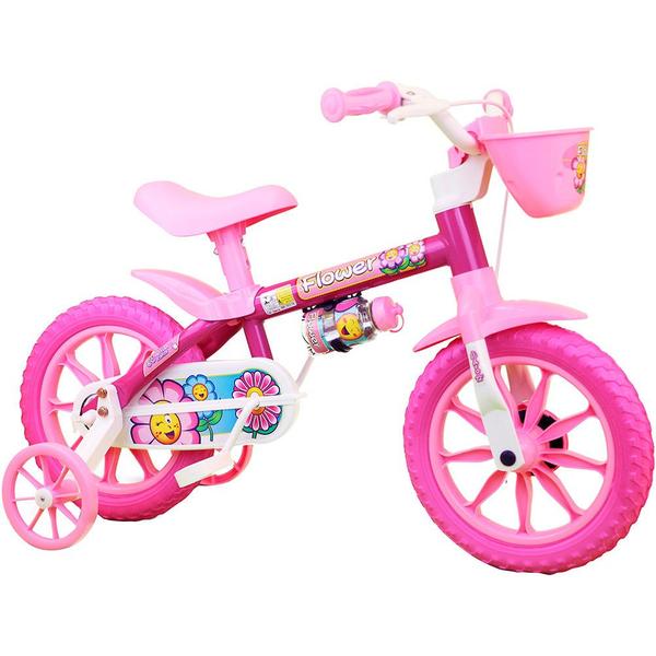 Bicicleta Infantil Nathor Aro 12 - Flower - Rosa - Menina